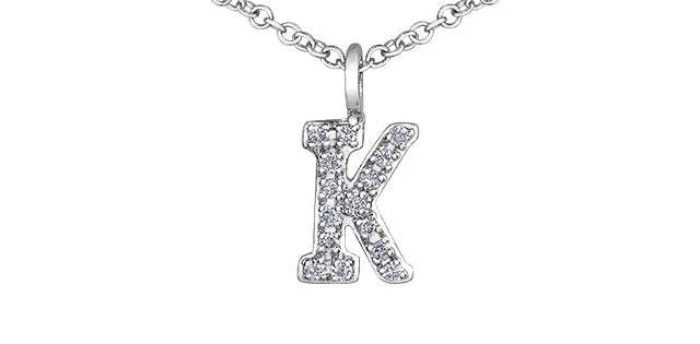0.05TW - 0.10TW Diamonds Initial Necklace in 10K Yellow/White Gold (A - Z)