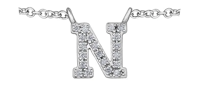 0.05TW - 0.10TW Diamonds Initial Necklace in 10K Yellow/White Gold (A - Z)