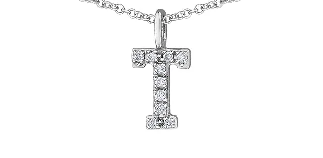 0.05TW - 0.10TW Diamonds Initial Necklace in 10K Yellow/White Gold (A - Z)