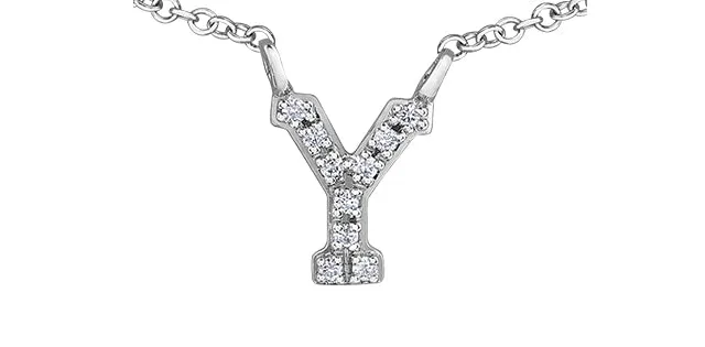 0.05TW - 0.10TW Diamonds Initial Necklace in 10K Yellow/White Gold (A - Z)