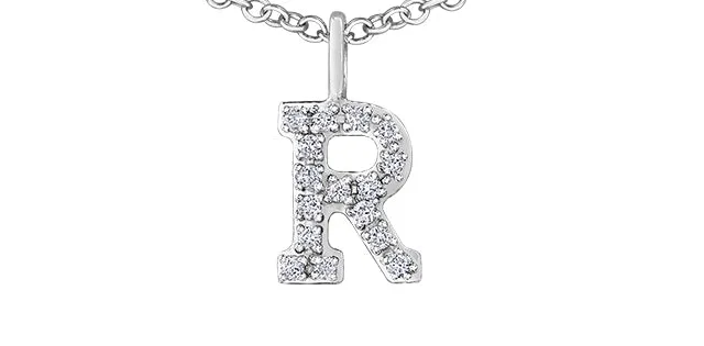 0.05TW - 0.10TW Diamonds Initial Necklace in 10K Yellow/White Gold (A - Z)