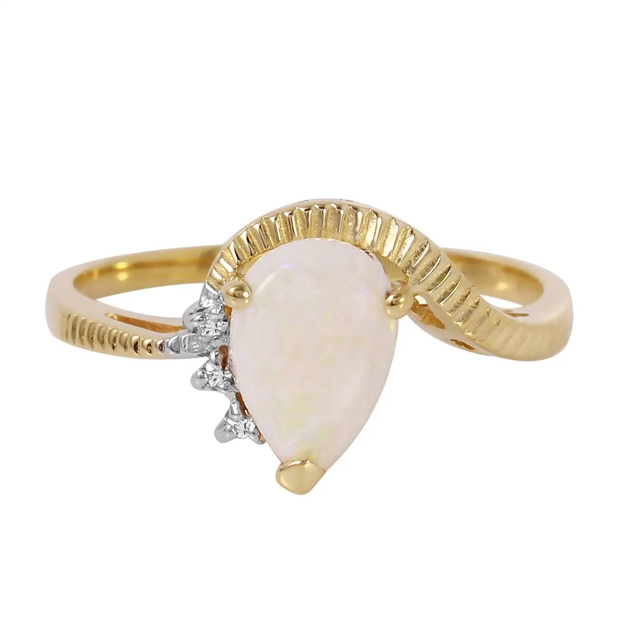 0.79 Carat 14K Solid Yellow Gold Deeper And Deeper Opal Diamond Ring
