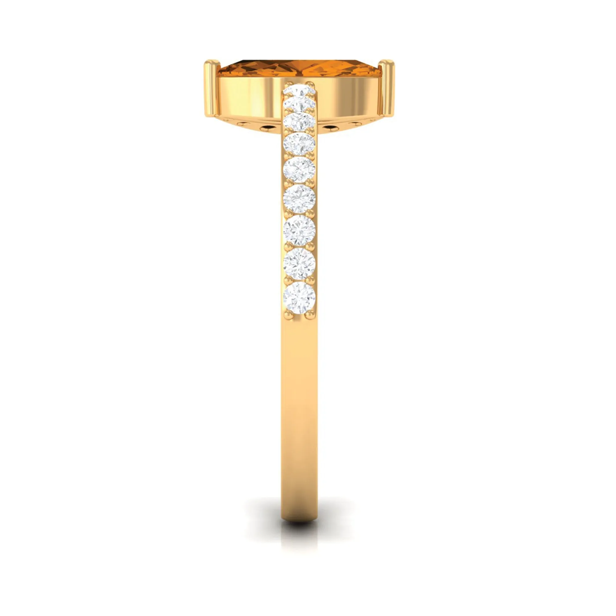 1.25 CT Marquise Cut Citrine Minimal Ring with Diamond Accent