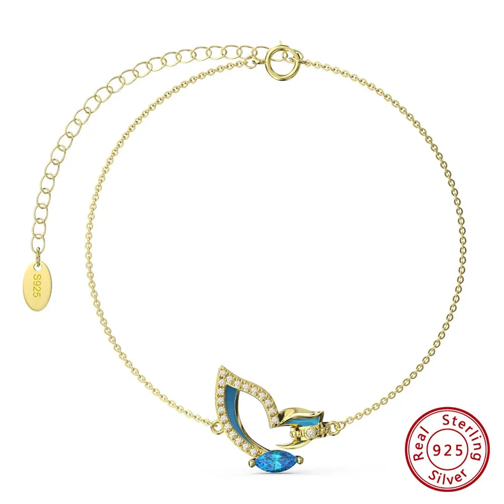 14K Gold 925 Sterling Silver Butterfly Bracelet Chain Bracelet for Women