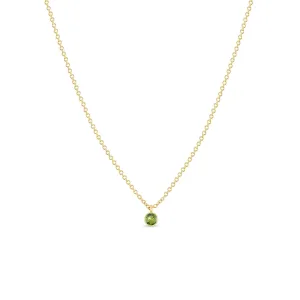 14k Single Peridot Bezel Pendant Necklace | August Birthstone