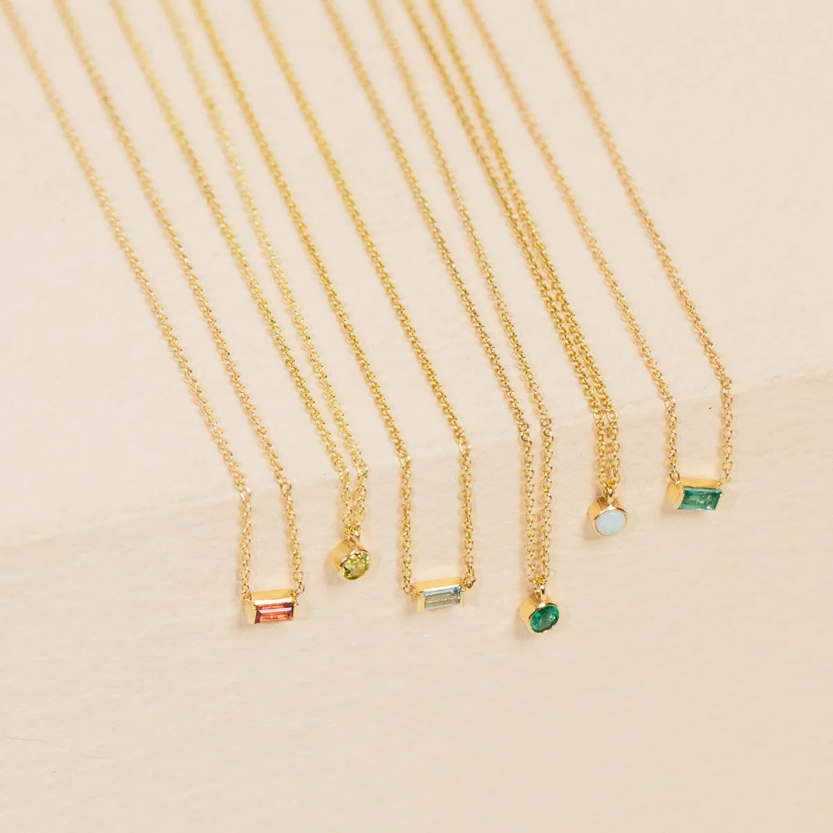 14k Single Peridot Bezel Pendant Necklace | August Birthstone
