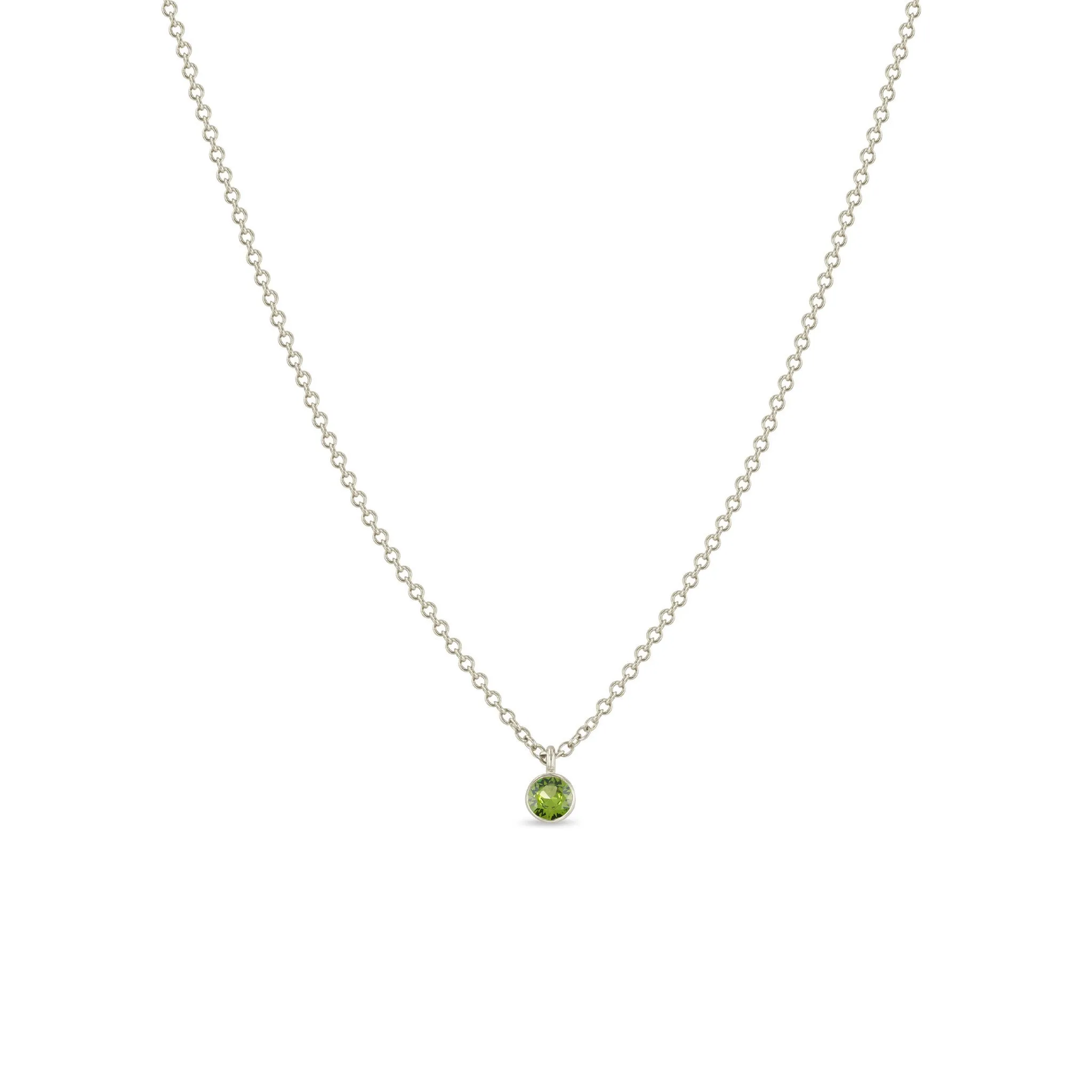 14k Single Peridot Bezel Pendant Necklace | August Birthstone