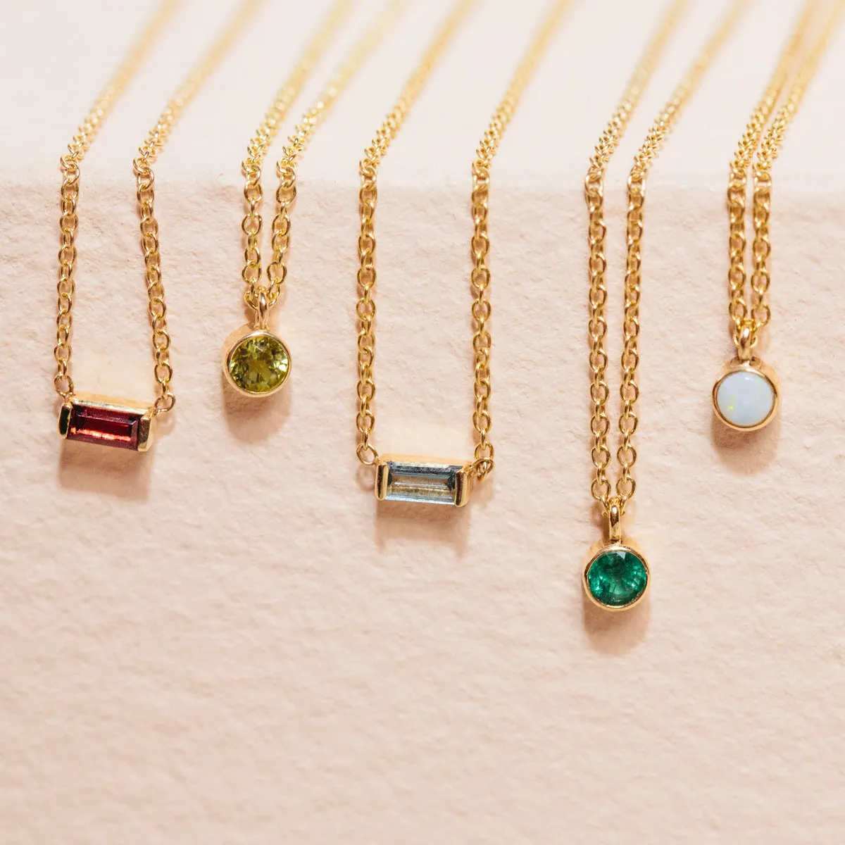 14k Single Peridot Bezel Pendant Necklace | August Birthstone