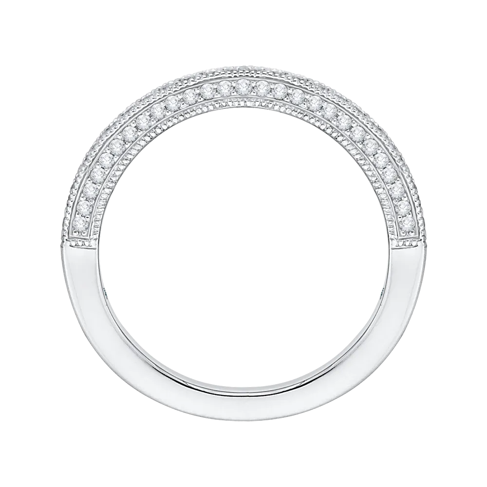 14K White Gold Round Diamond Half Eternity Wedding Band