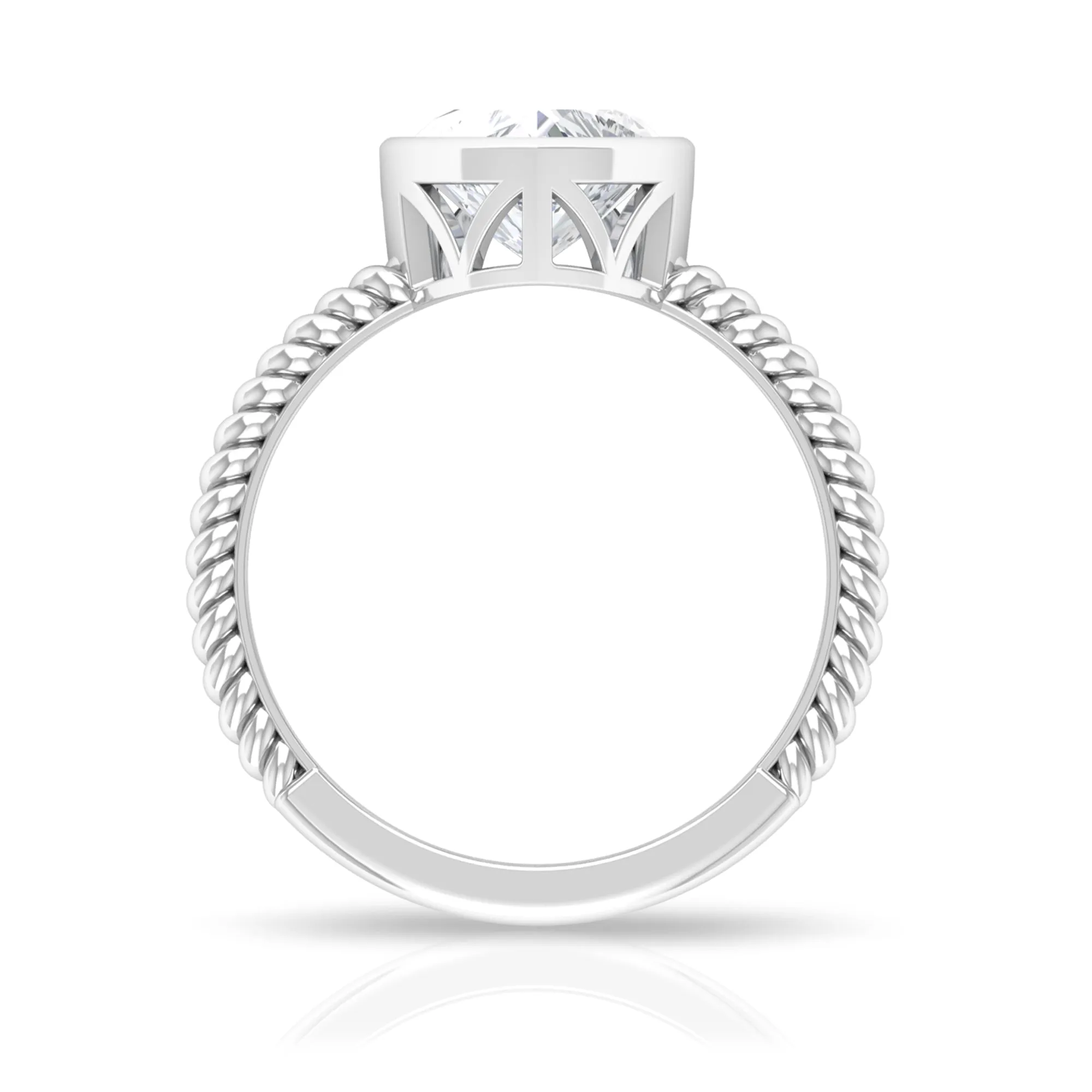 2 CT Bezel Set Moissanite Heart Solitaire Promise Ring with Twisted Rope