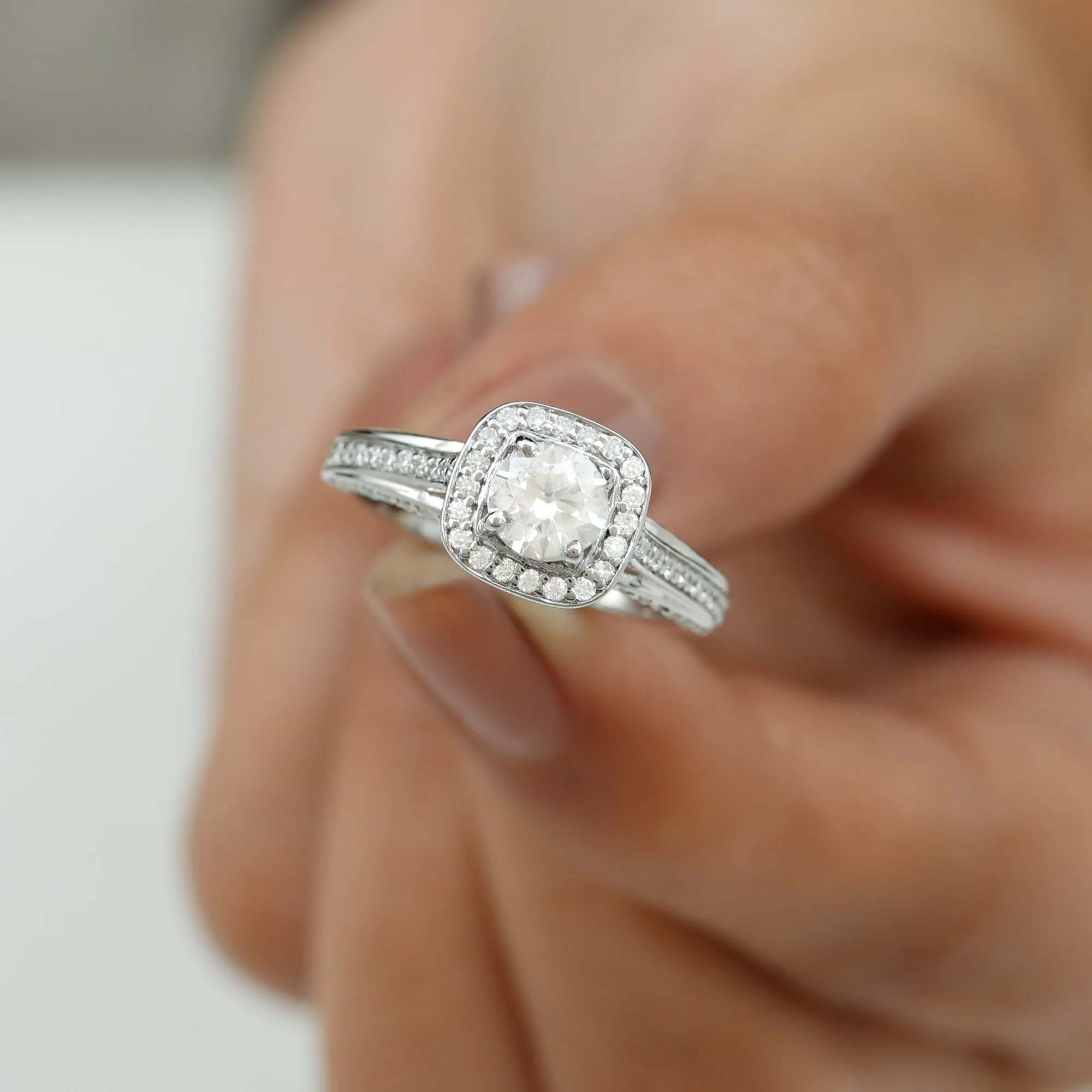 2.25 CT Classic Moissanite Engagement Ring with Accent