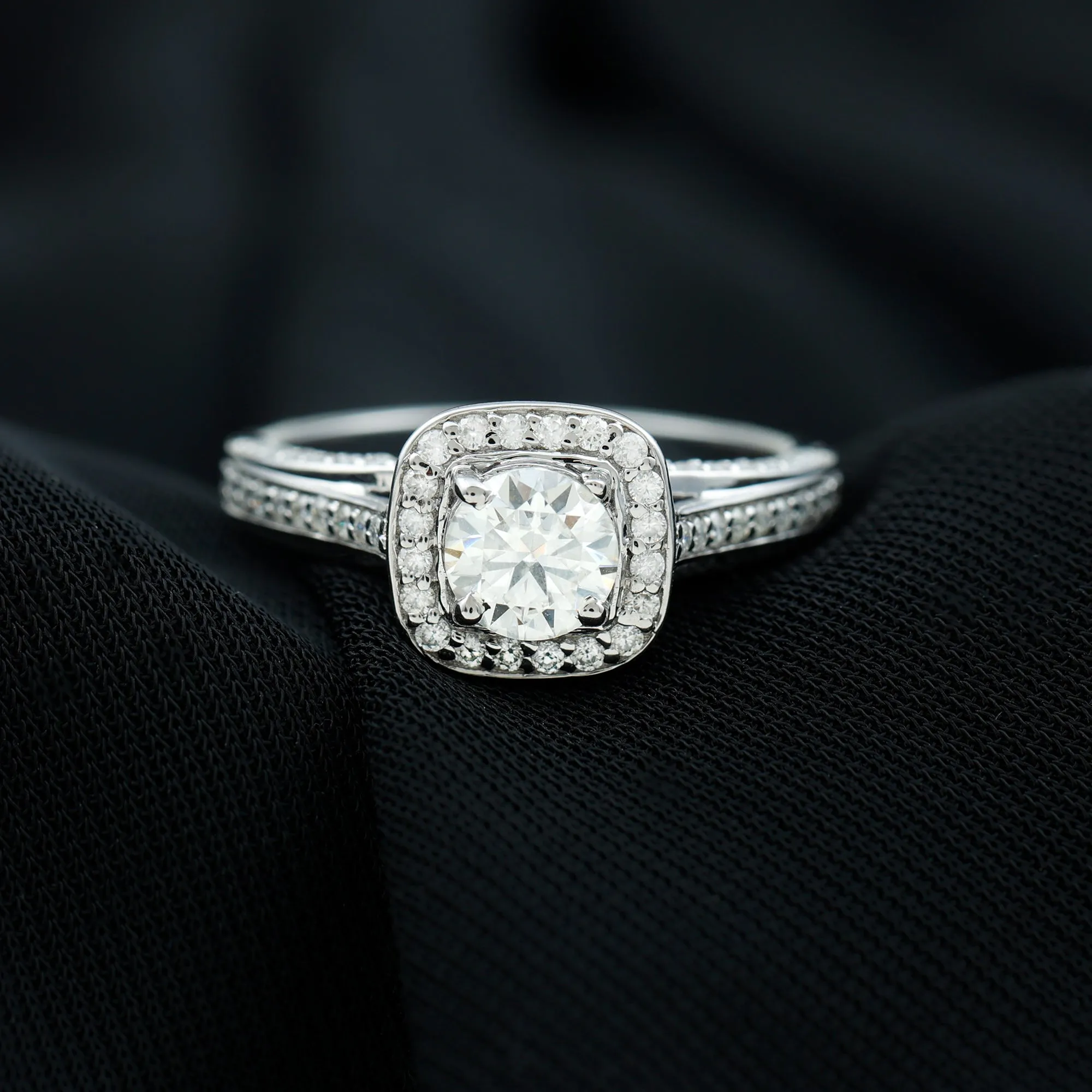 2.25 CT Classic Moissanite Engagement Ring with Accent