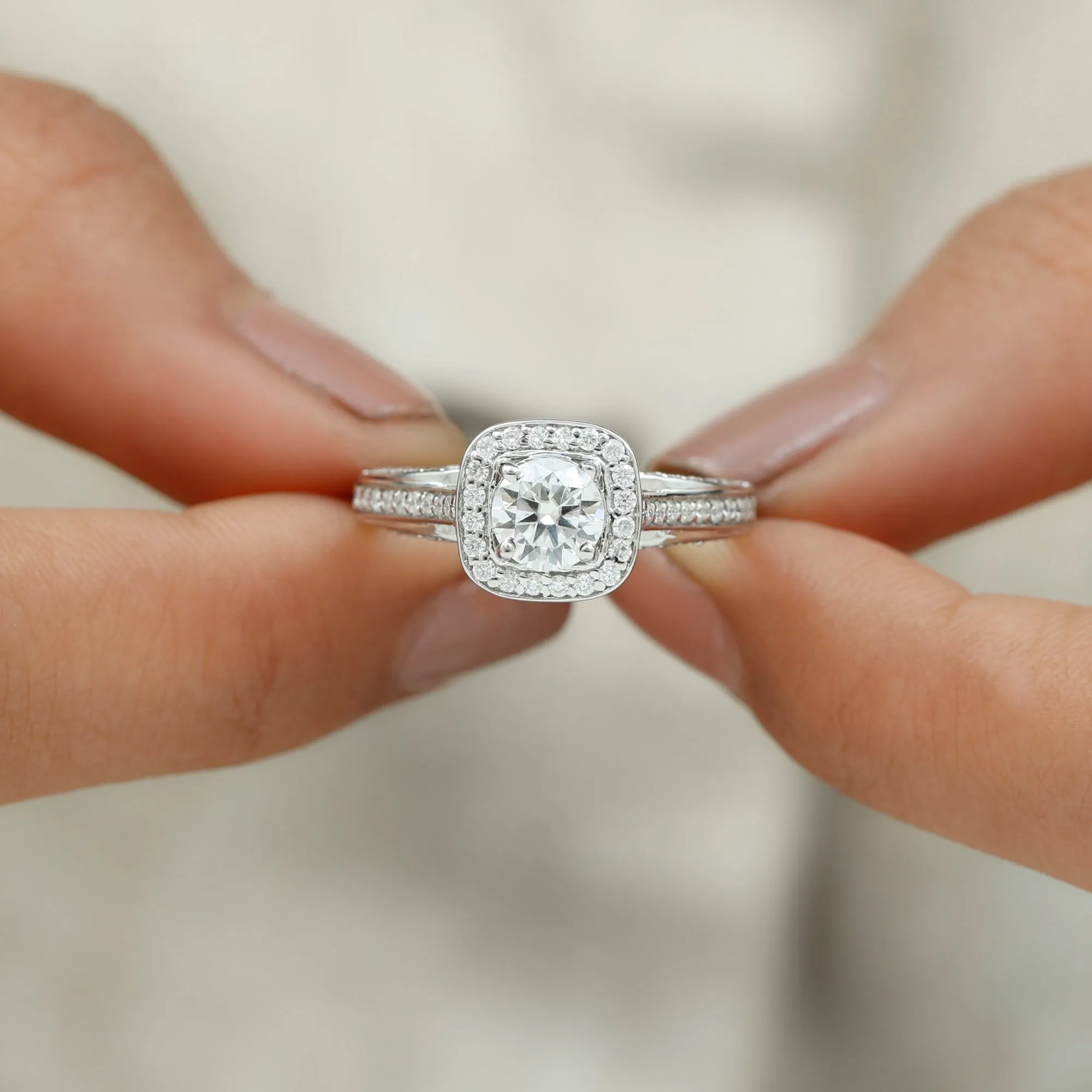 2.25 CT Classic Moissanite Engagement Ring with Accent