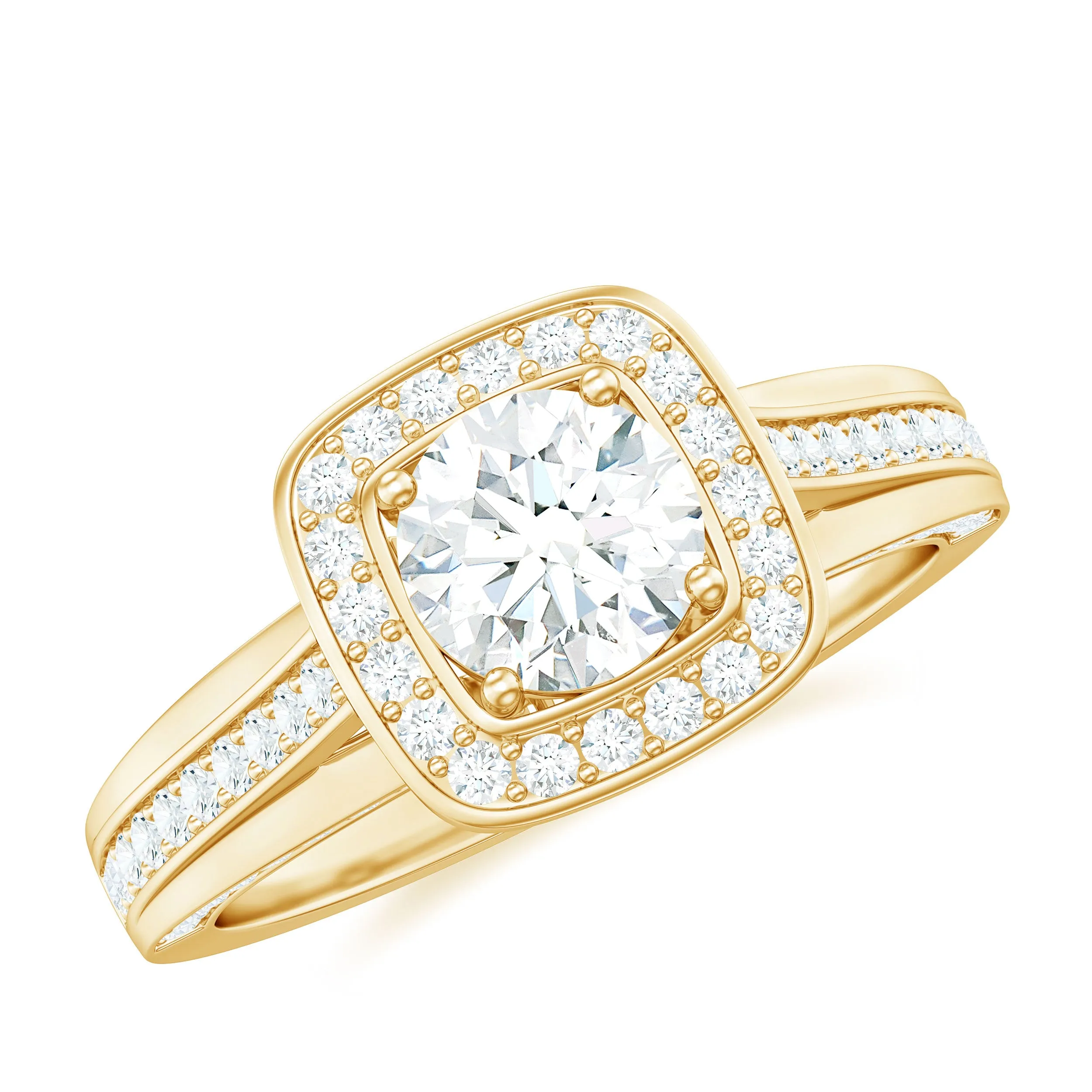 2.25 CT Classic Moissanite Engagement Ring with Accent