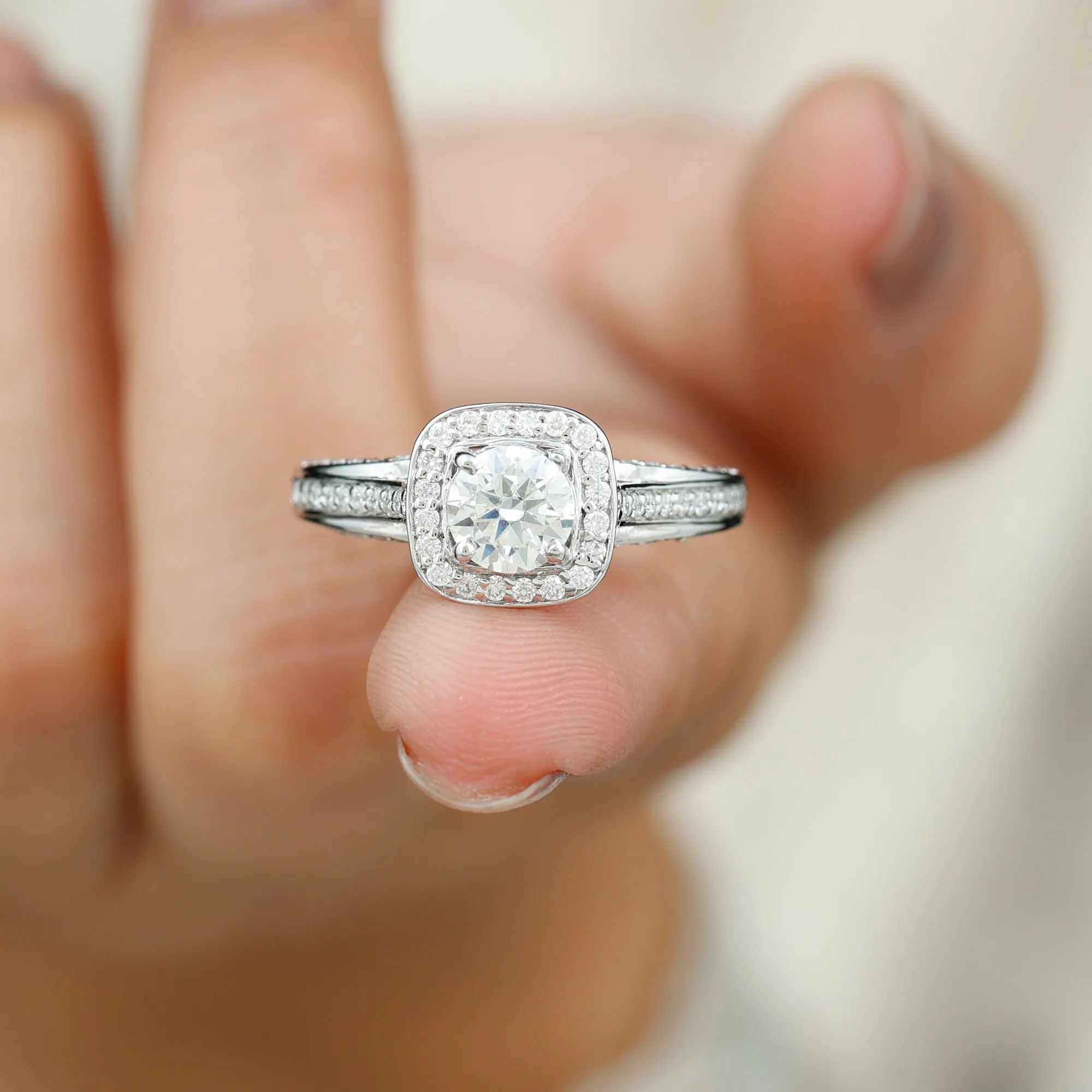 2.25 CT Classic Moissanite Engagement Ring with Accent