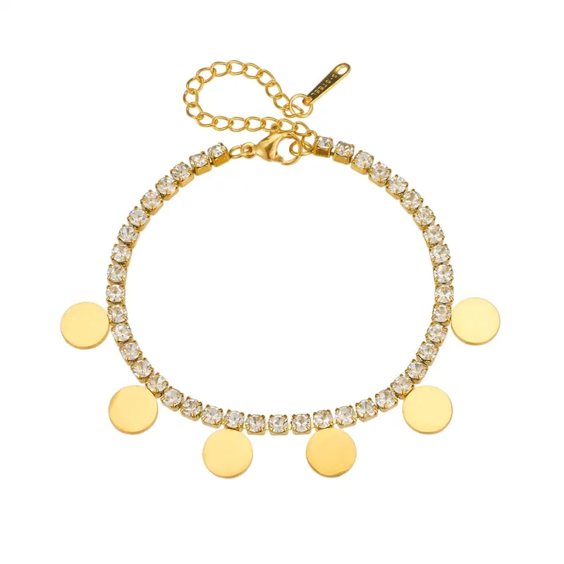 316L Stainless Steel Round Charm Bracelet For Women