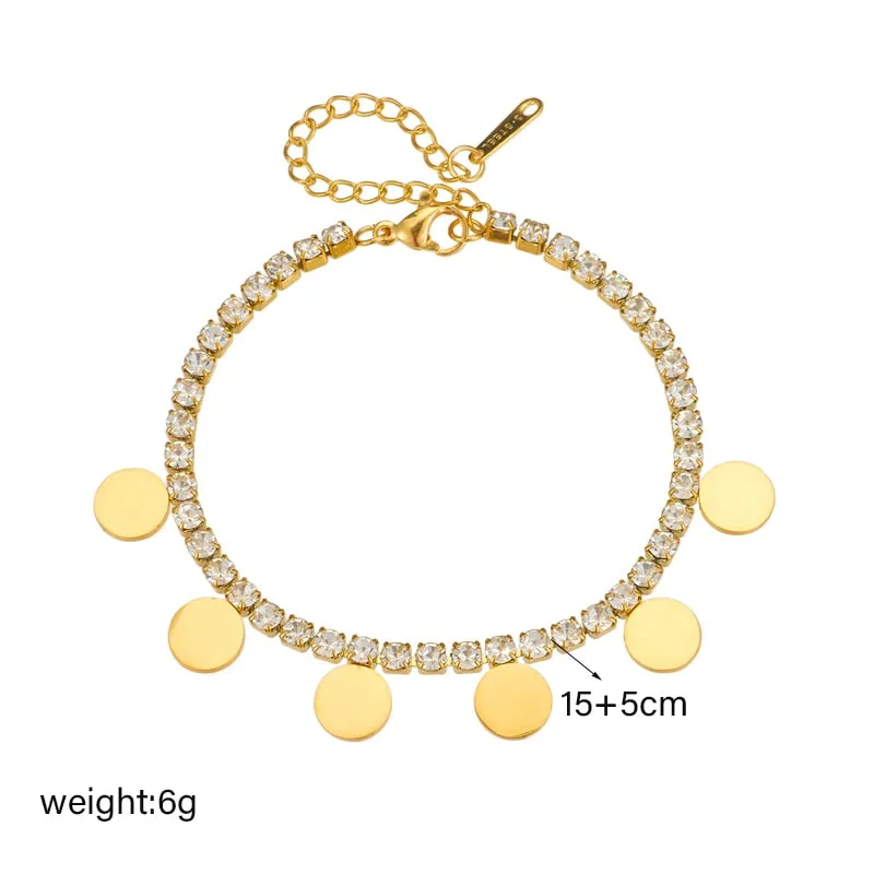 316L Stainless Steel Round Charm Bracelet For Women