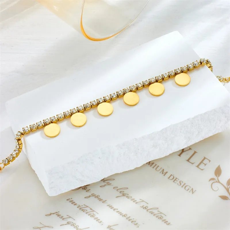 316L Stainless Steel Round Charm Bracelet For Women