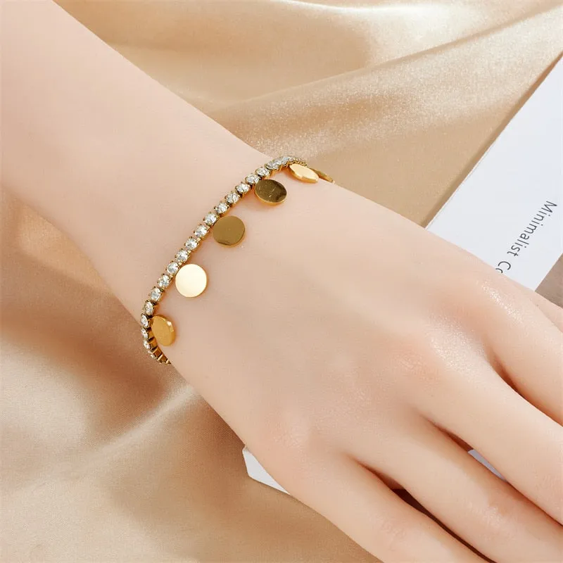 316L Stainless Steel Round Charm Bracelet For Women