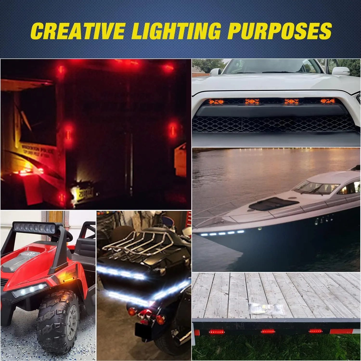 3.8 Inch 6 LEDs Amber Red White Side Marker Lights (30 Pcs)