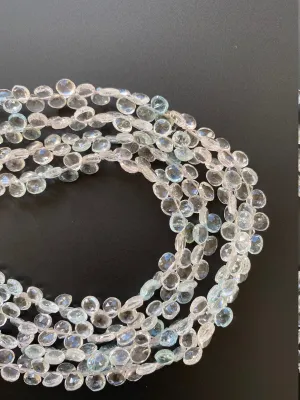 Aquamarine, Natural Heart Shape Aquamarine gemstones, Multi Color, Faceted Heart Shape Gemstones. Light Multi color Aquamarine.