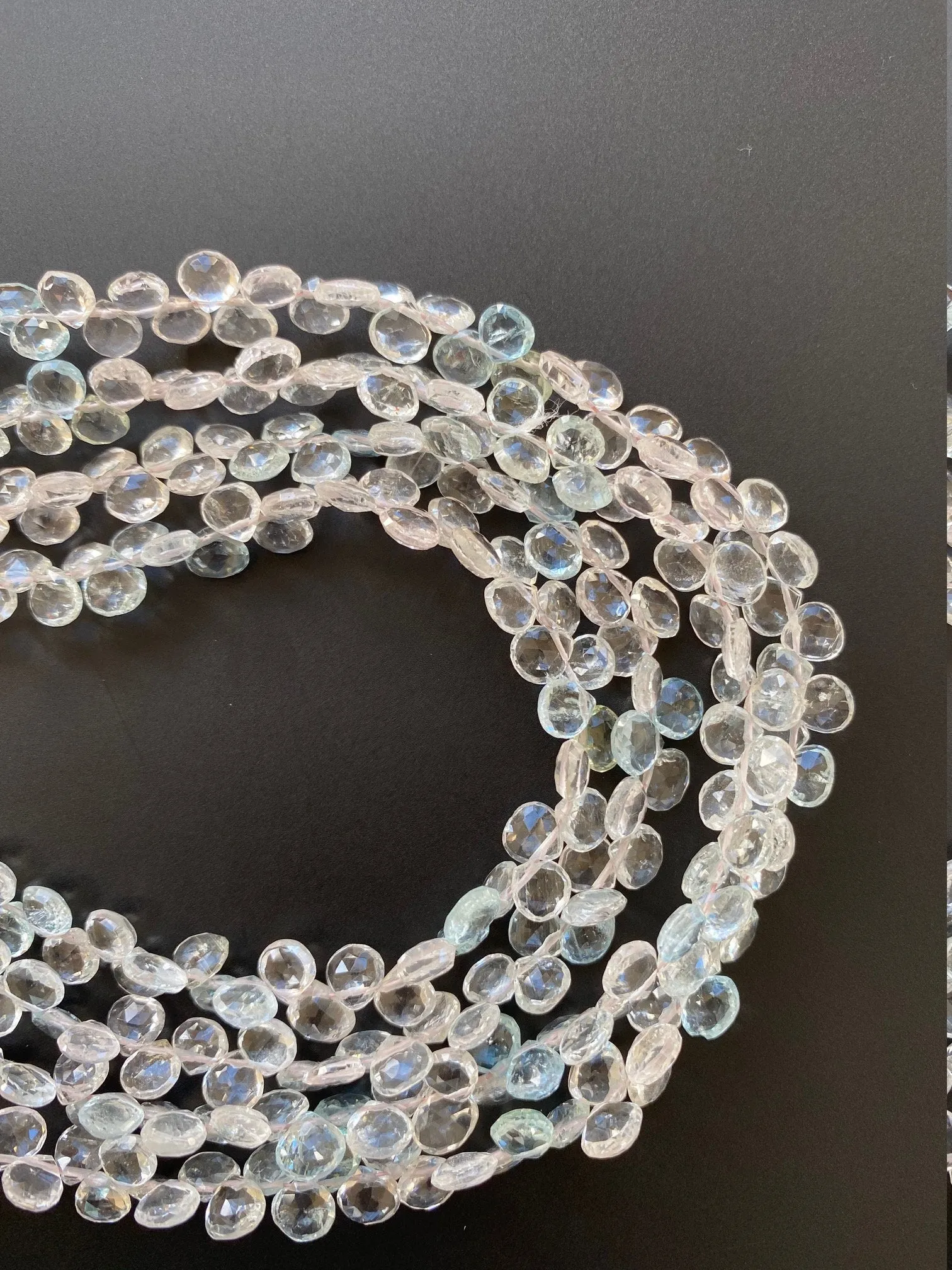 Aquamarine, Natural Heart Shape Aquamarine gemstones, Multi Color, Faceted Heart Shape Gemstones. Light Multi color Aquamarine.