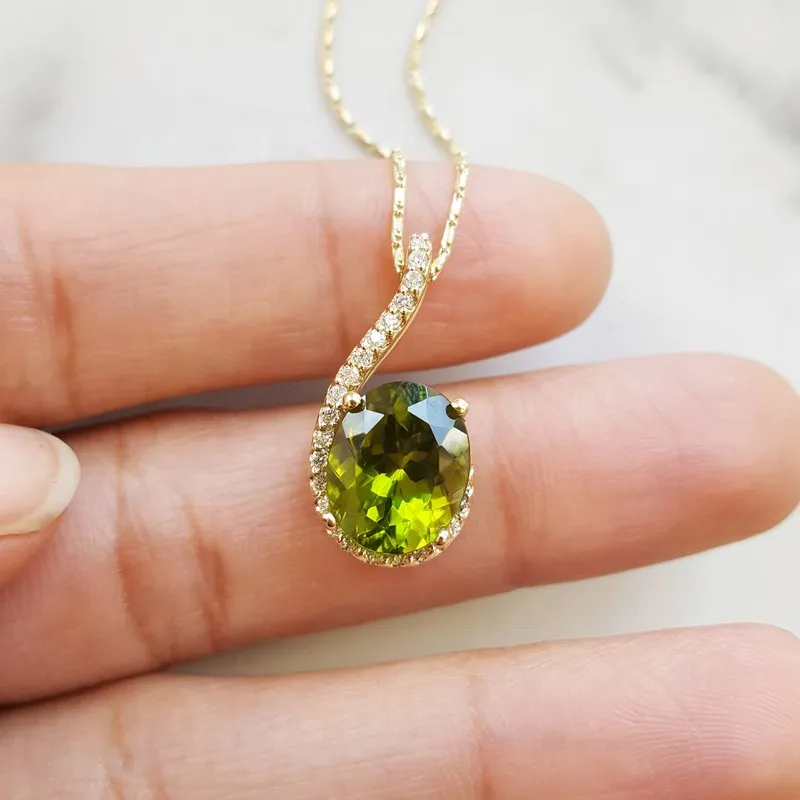 Arizona Peridot Gold Jewelry Sleek Peridot Pendant