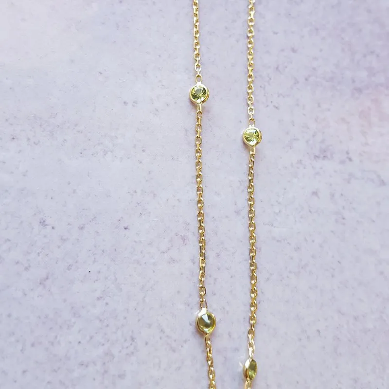 Arizona Peridot Gold Jewelry Stationed Adjustable Peridot Necklace