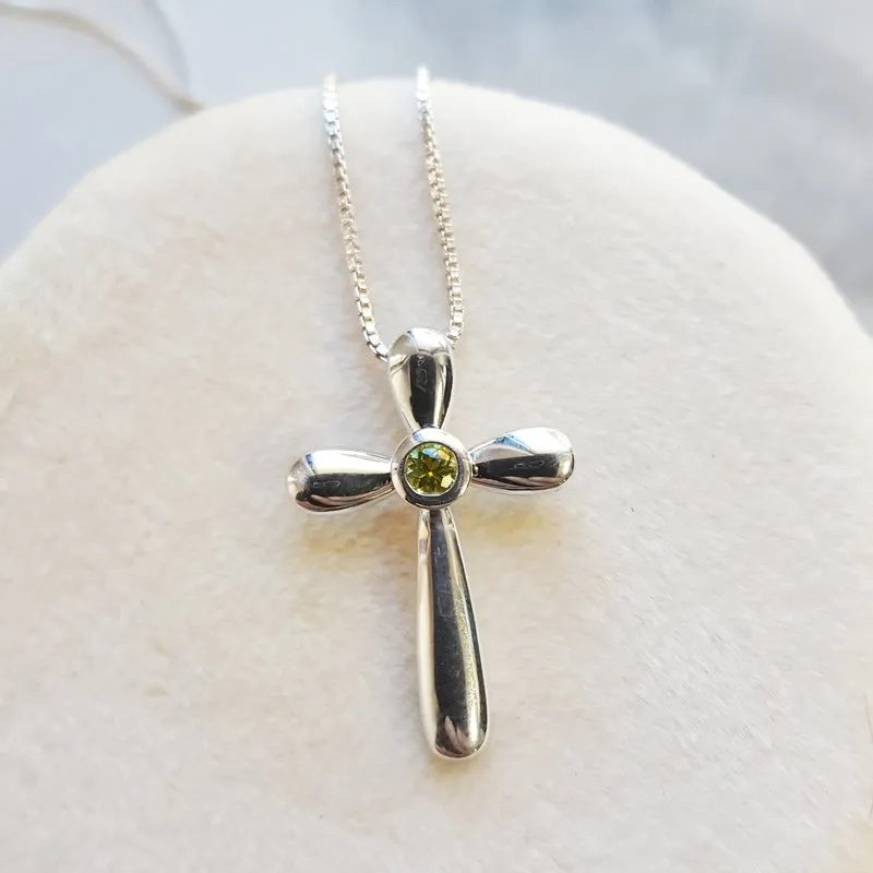 Arizona Peridot Silver Jewelry Peridot Cross Necklace