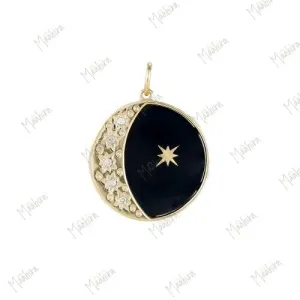 Black Onyx Moon & Star Pendant