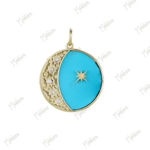 Black Onyx Moon & Star Pendant