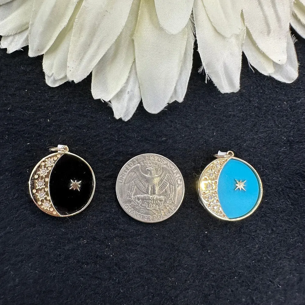Black Onyx Moon & Star Pendant