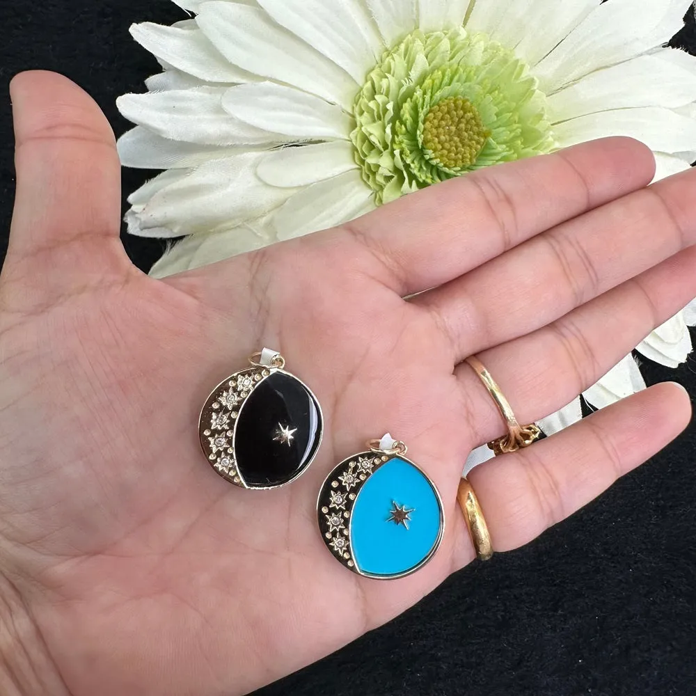 Black Onyx Moon & Star Pendant