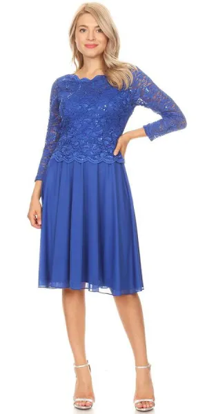 Celavie 6426 Short A-Line Dress with Quarter Sleeves