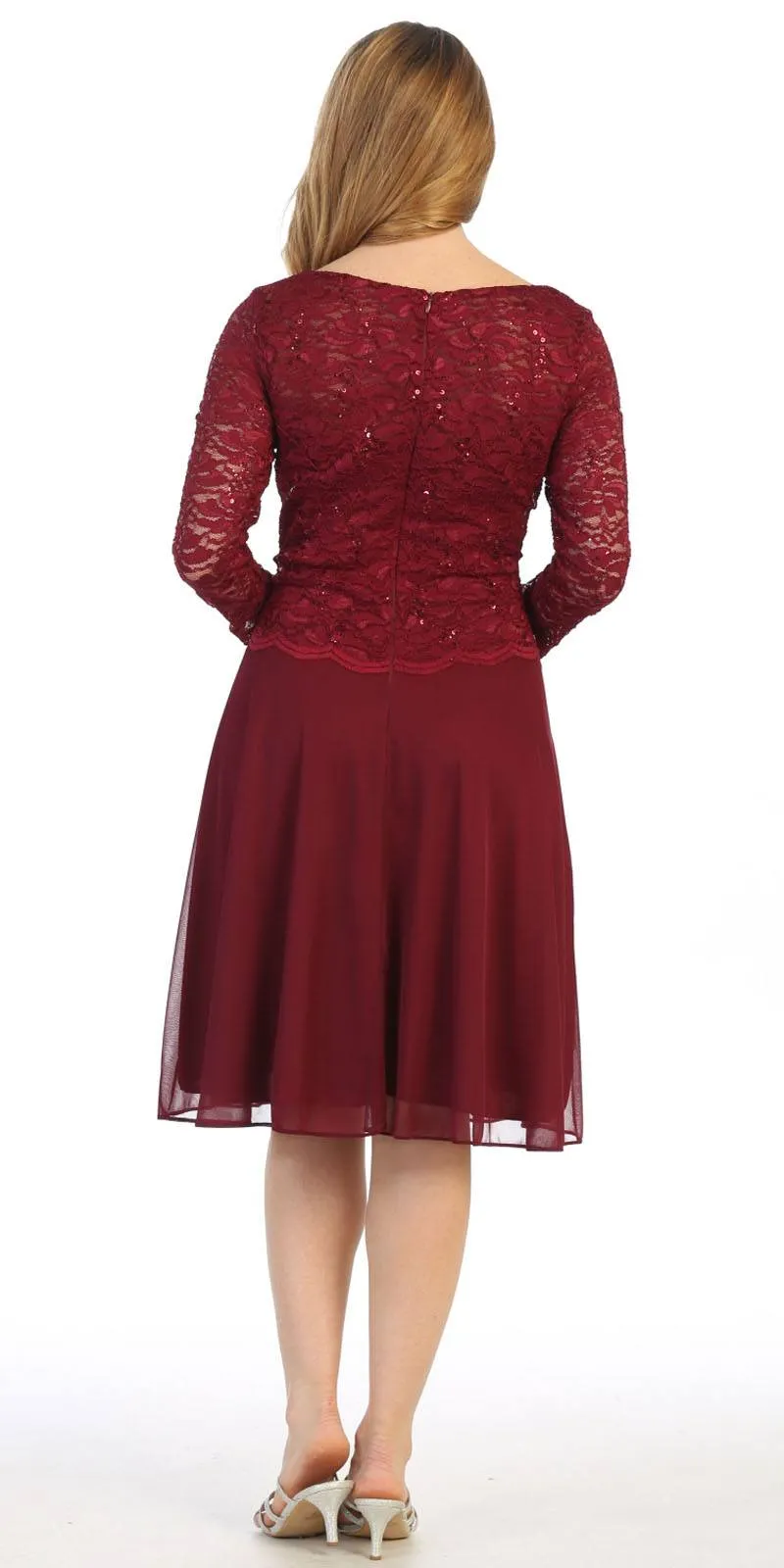 Celavie 6426 Short A-Line Dress with Quarter Sleeves