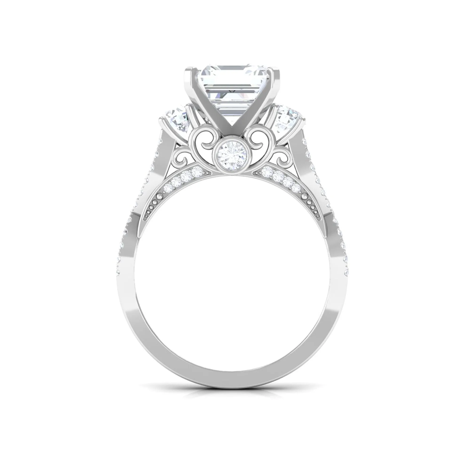 Certified Moissanite Spiral Shank Engagement Ring