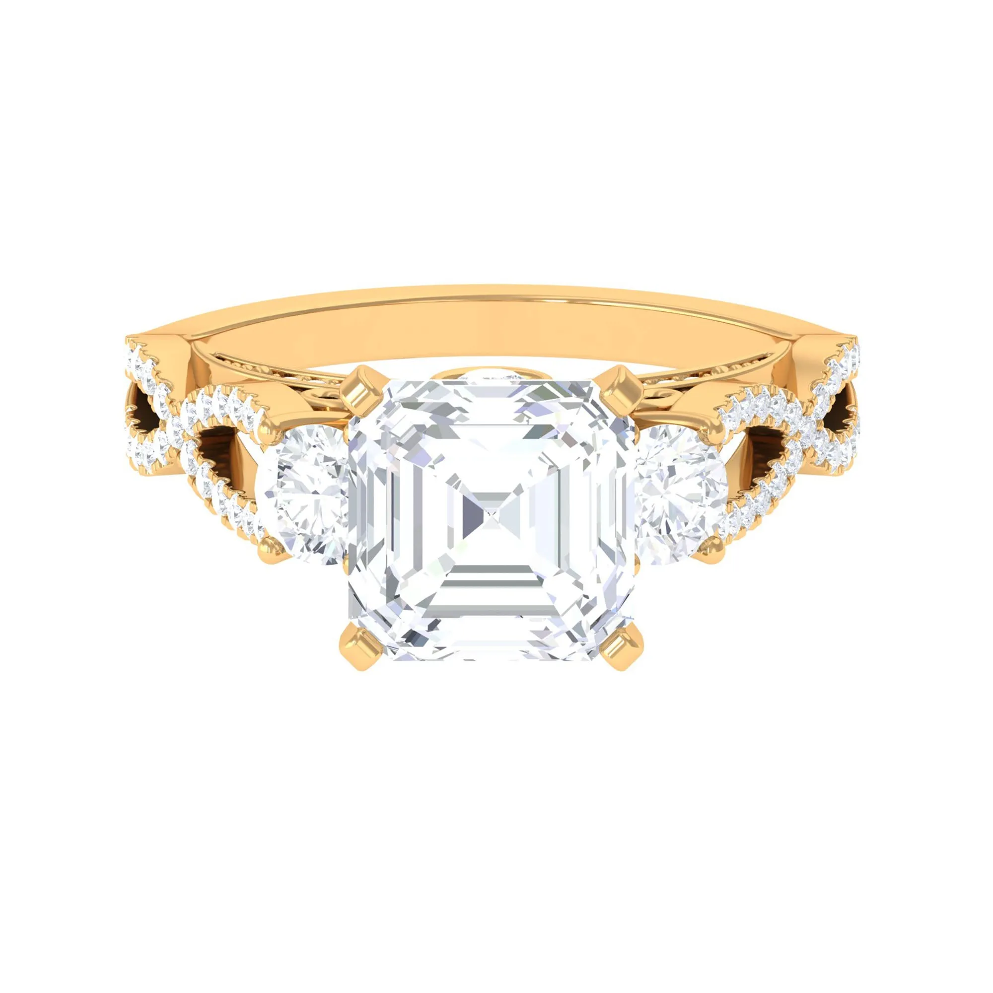 Certified Moissanite Spiral Shank Engagement Ring