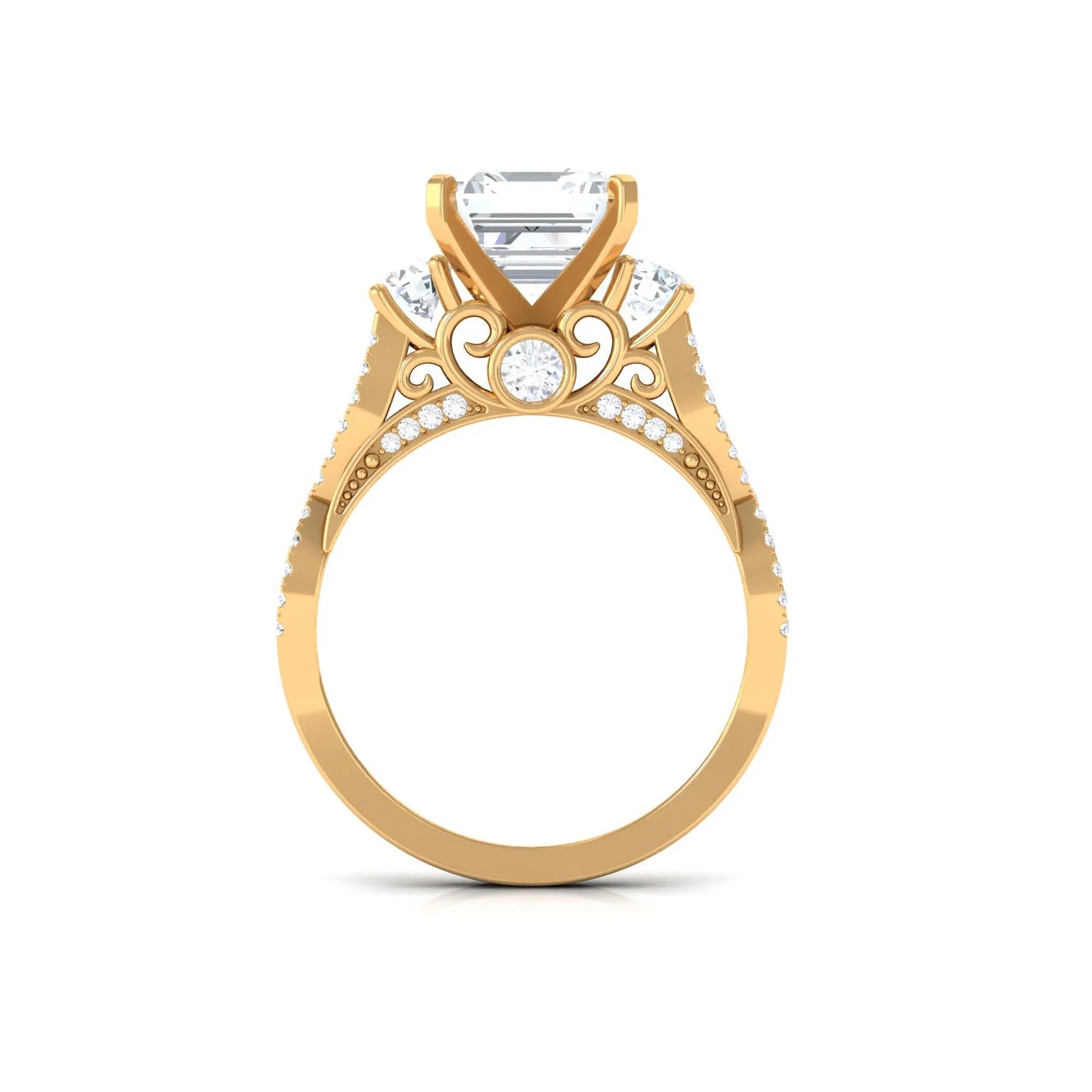 Certified Moissanite Spiral Shank Engagement Ring