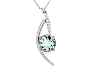 Contemporary Style Aquamarine and Diamond Pendant