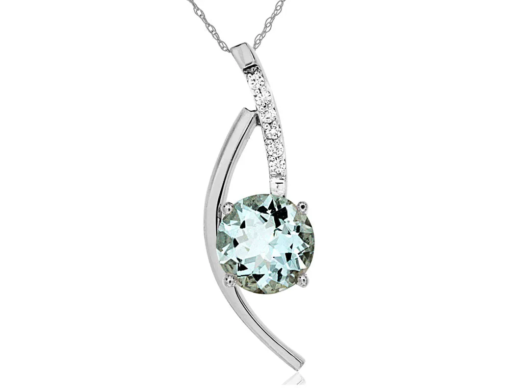 Contemporary Style Aquamarine and Diamond Pendant