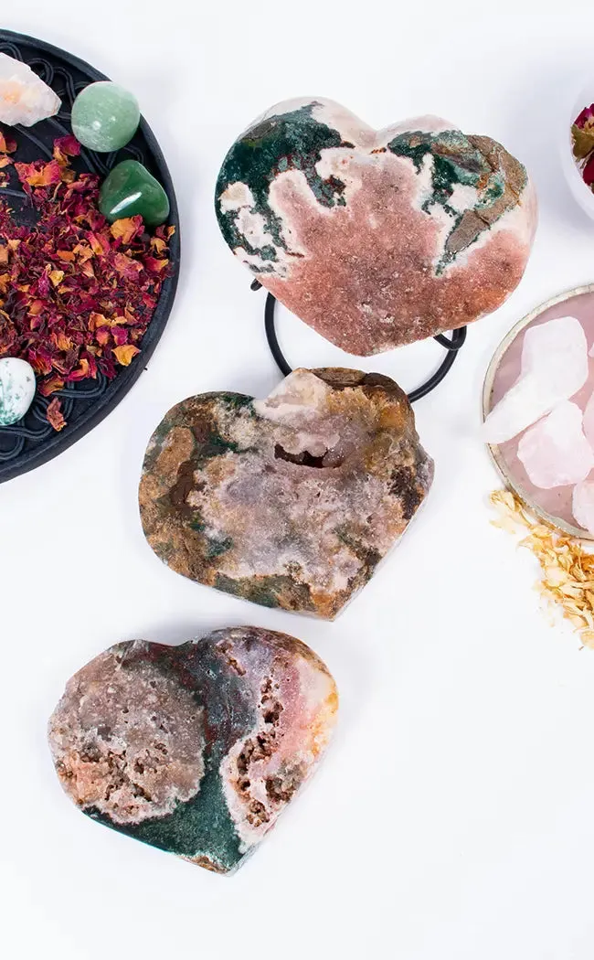 Dark Druzy Pink Amethyst Hearts