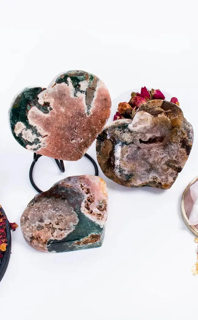 Dark Druzy Pink Amethyst Hearts