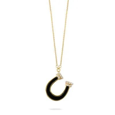 Diamond and Gemstone Horseshoe Necklace