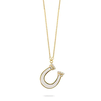 Diamond and Gemstone Horseshoe Necklace