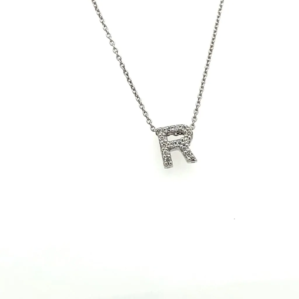 Diamond Letter R Necklace at Regard Jewelry in Austin, Texas