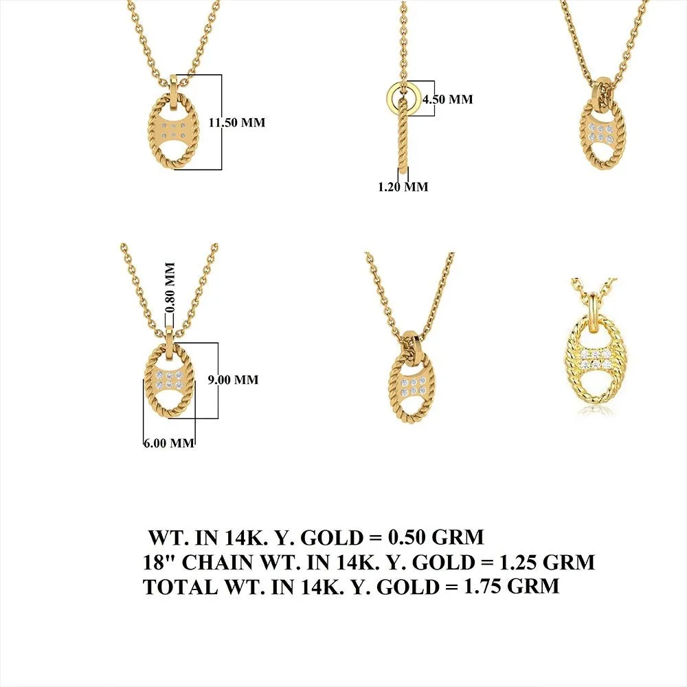Diamond Oval Pendant Necklace