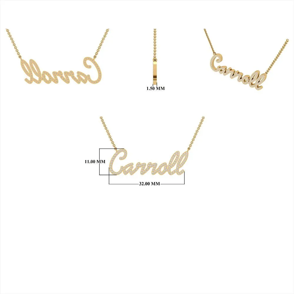 Diamond Personalized Carroll Name Necklace