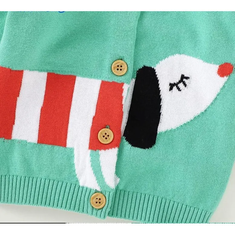 Dog Print Baby Cardigan