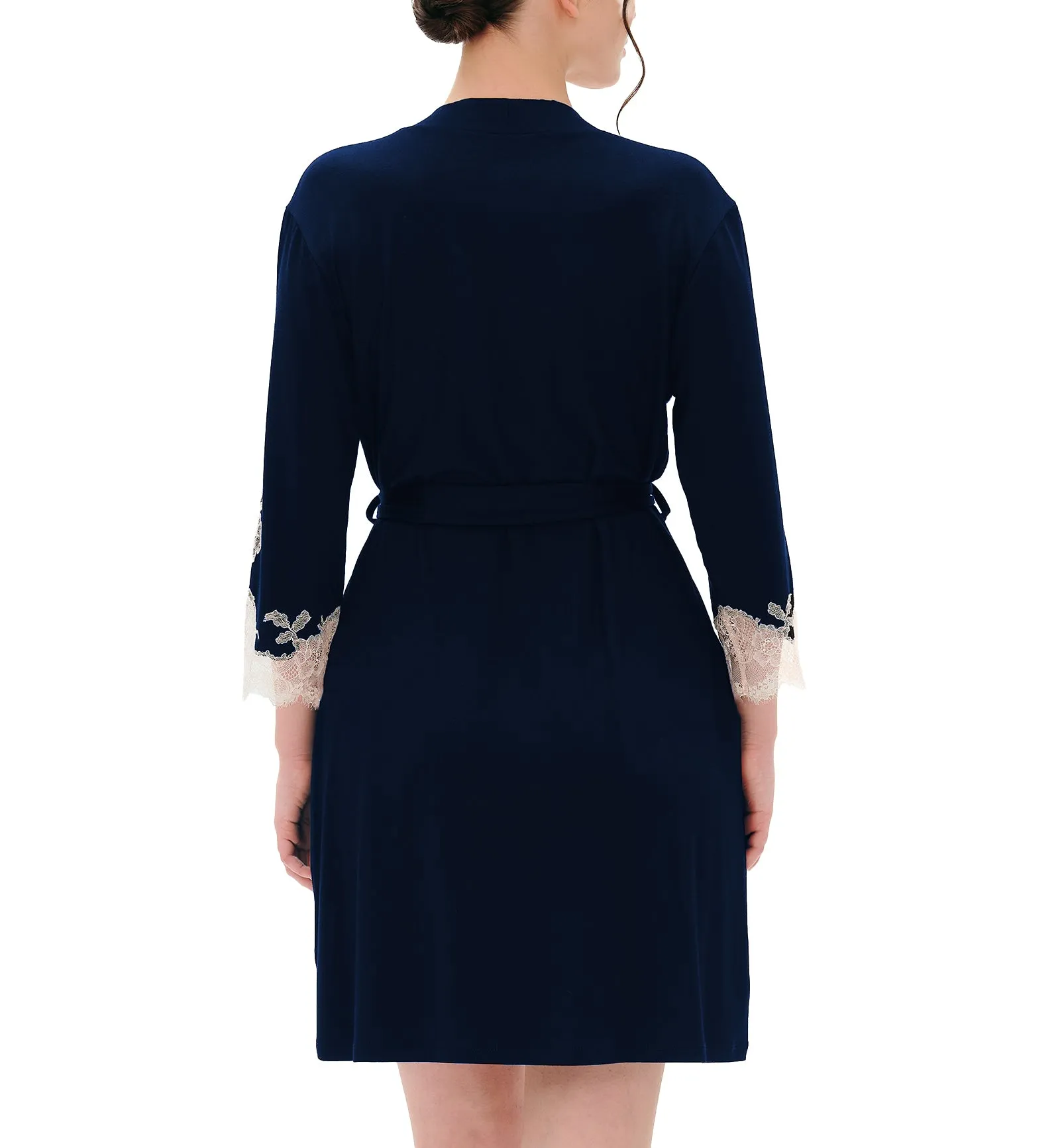effetto Bamboo Gone With The Wind 3/4 Sleeve Robe (03161) - Navy