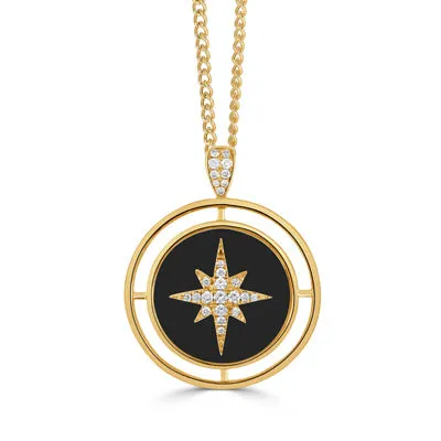 Gatsby Diamond and Black Onyx Medallion Pendant